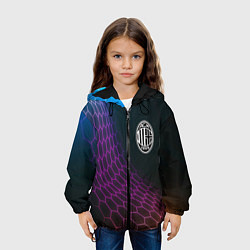 Куртка с капюшоном детская AC Milan футбольная сетка, цвет: 3D-черный — фото 2