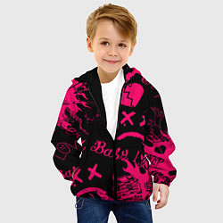 Куртка с капюшоном детская Lil peep pink steel rap, цвет: 3D-черный — фото 2