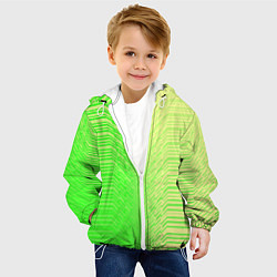 Куртка с капюшоном детская Зелёные градиентные линии, цвет: 3D-белый — фото 2