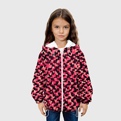 Куртка с капюшоном детская Мозаика красно-бордовый, цвет: 3D-белый — фото 2