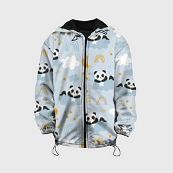 Куртка с капюшоном детская Панда на облаках, цвет: 3D-черный