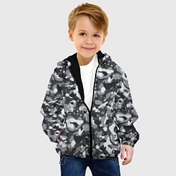 Куртка с капюшоном детская Серый пиксельный камуфляж, цвет: 3D-черный — фото 2