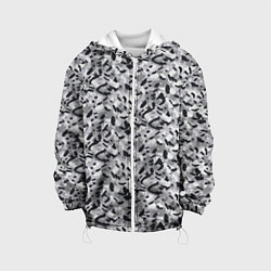 Куртка с капюшоном детская Пикселированный городской серый камуфляж, цвет: 3D-белый