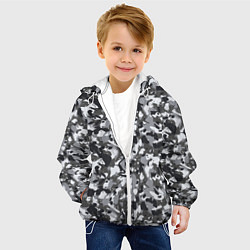 Куртка с капюшоном детская Пиксельный камуфляж серого цвета, цвет: 3D-белый — фото 2