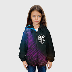 Куртка с капюшоном детская Leeds United футбольная сетка, цвет: 3D-черный — фото 2