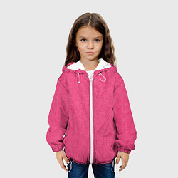Куртка с капюшоном детская Текстура однотонный розовый Барби, цвет: 3D-белый — фото 2