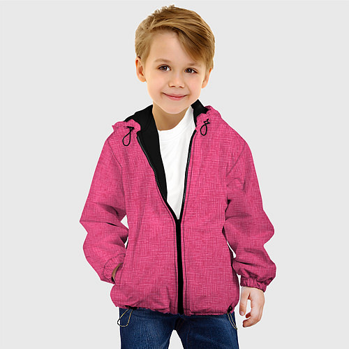 Детская куртка Текстура однотонный розовый Барби / 3D-Черный – фото 4