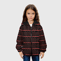 Куртка с капюшоном детская Красные круги и полосы, цвет: 3D-черный — фото 2