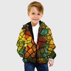 Куртка с капюшоном детская Витражная стеклянная мозаика, цвет: 3D-черный — фото 2