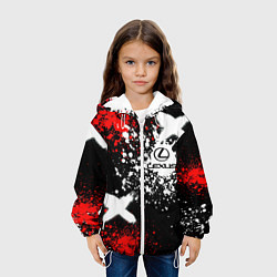Куртка с капюшоном детская Лексус на фоне граффити и брызг красок, цвет: 3D-белый — фото 2