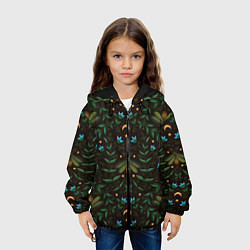 Куртка с капюшоном детская Ночь, луна и мотыльки - паттерн, цвет: 3D-черный — фото 2