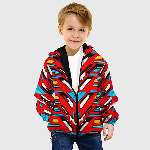 Детская куртка Красно-синяя техно броня / 3D-Черный – фото 4