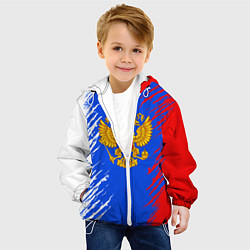 Куртка с капюшоном детская Триколор штрихи с гербор, цвет: 3D-белый — фото 2