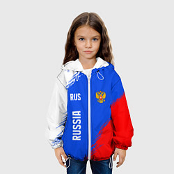 Куртка с капюшоном детская Триколор и герб России, цвет: 3D-белый — фото 2