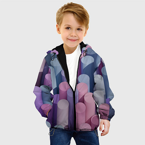 Детская куртка Цветные цилиндры / 3D-Черный – фото 4