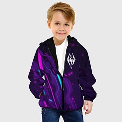 Куртка с капюшоном детская Skyrim neon gaming, цвет: 3D-черный — фото 2