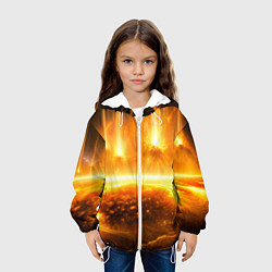 Куртка с капюшоном детская Солнечная плазма вспышки, цвет: 3D-белый — фото 2