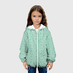 Куртка с капюшоном детская Бледный зелёный в цветочек, цвет: 3D-белый — фото 2