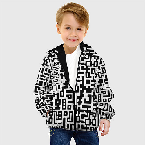 Детская куртка Чёрно-белая глитч инфекция / 3D-Черный – фото 4