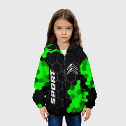 Куртка с капюшоном детская Citroen green sport hexagon, цвет: 3D-черный — фото 2