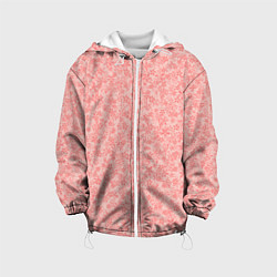 Куртка с капюшоном детская Цветочный паттерн персиково-розовый, цвет: 3D-белый