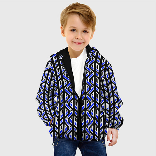 Детская куртка Чёрно-синий паттерн конструкция / 3D-Черный – фото 4