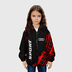 Куртка с капюшоном детская Audi red sport tires, цвет: 3D-черный — фото 2