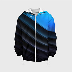 Куртка с капюшоном детская Геометрическая синяя абстракция на черном фоне мин, цвет: 3D-белый