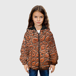 Куртка с капюшоном детская Змеиная шкура текстура, цвет: 3D-черный — фото 2