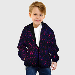 Куртка с капюшоном детская Абстракция чёрно-синий с розовыми кляксами, цвет: 3D-черный — фото 2