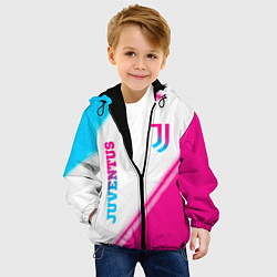 Куртка с капюшоном детская Juventus neon gradient style вертикально, цвет: 3D-черный — фото 2