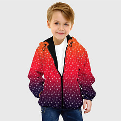 Куртка с капюшоном детская Градиент оранжево-фиолетовый со звёздочками, цвет: 3D-черный — фото 2