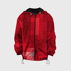 Куртка с капюшоном детская Red cubes abstraction, цвет: 3D-черный