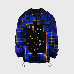Куртка с капюшоном детская Окно в пространство - синие кубы, цвет: 3D-черный