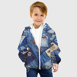 Куртка с капюшоном детская Vanguard jeans patchwork - ai art, цвет: 3D-белый — фото 2