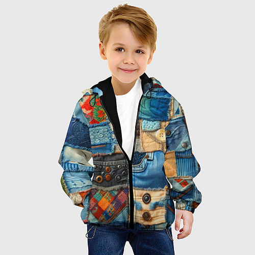 Детская куртка Vanguard denim patchwork - ai art / 3D-Черный – фото 4