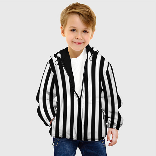 Детская куртка Вертикальная широкая полоска / 3D-Черный – фото 4