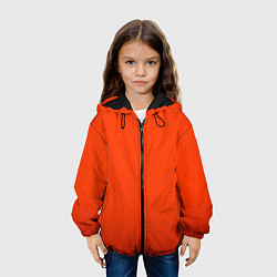 Куртка с капюшоном детская Пылкий красно-оранжевый градиент, цвет: 3D-черный — фото 2