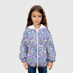 Куртка с капюшоном детская Светлая фиолетовая сирень, цвет: 3D-белый — фото 2