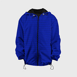 Куртка с капюшоном детская Имитация сетки паттерн чёрно-синий, цвет: 3D-черный