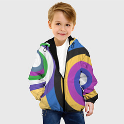 Куртка с капюшоном детская Разноцветные круги, абстракция, цвет: 3D-черный — фото 2
