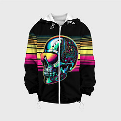 Куртка с капюшоном детская Cyber skull - ai art fantasy, цвет: 3D-белый