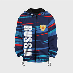 Куртка с капюшоном детская Россия - blue stripes, цвет: 3D-черный