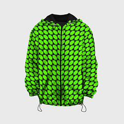 Куртка с капюшоном детская Зелёные лепестки шестиугольники, цвет: 3D-черный