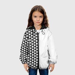 Куртка с капюшоном детская Чёрные треугольники на белом фоне, цвет: 3D-черный — фото 2