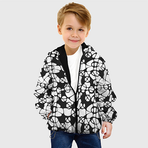 Детская куртка Абстрактный узор из кругов и овалов / 3D-Черный – фото 4