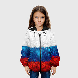 Куртка с капюшоном детская Орнамент триколор, цвет: 3D-черный — фото 2
