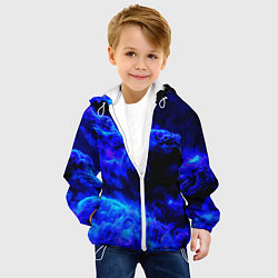 Куртка с капюшоном детская Синий густой дым - inferno blue, цвет: 3D-белый — фото 2