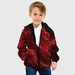 Куртка с капюшоном детская Красный густой дым инферно - inferno red, цвет: 3D-черный — фото 2