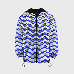Куртка с капюшоном детская Black and blue stripes on a white background, цвет: 3D-черный